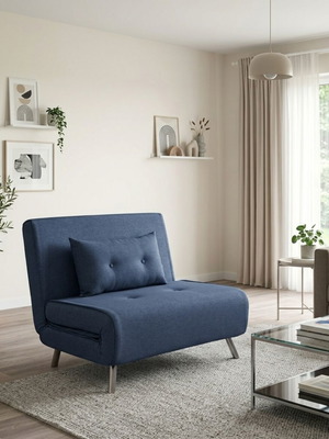 Πολυθρόνα κρεβάτι Nextdeco Berlin denim καινούργια, συμπαγής και αναδιπλούμενη