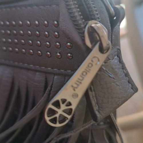 Messenger bag woman grey with fringes with defect on bottom edge