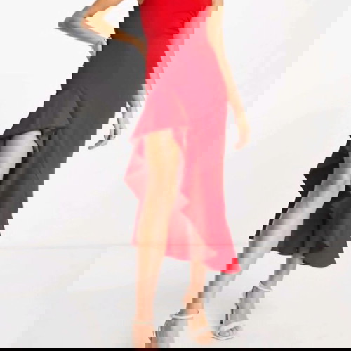 True Violet Midi Dress One Shoulder Ruffle New, Size M, Coral