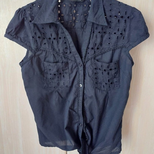 Dorothy Perkins cotton shirt with lace details, black, XL