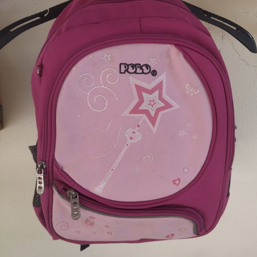 Polo Junior school backpack, fuchsia pink with magic wand design