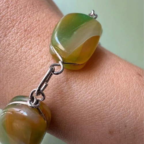 Vintage handmade silver 800 bracelet used with stones