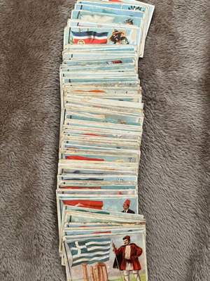 Flags from Around the World used, pack of 96 stickers from 1960s