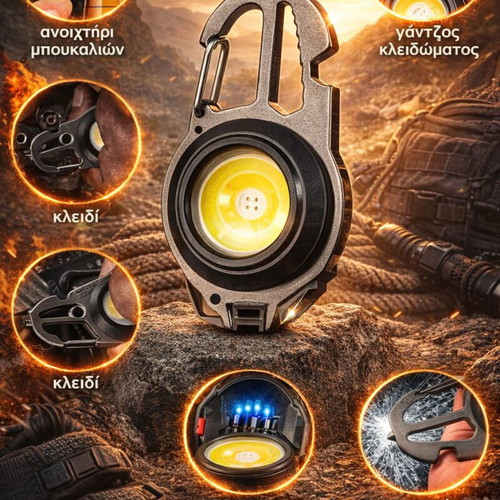 Survival carabiner new with LED light and multitool