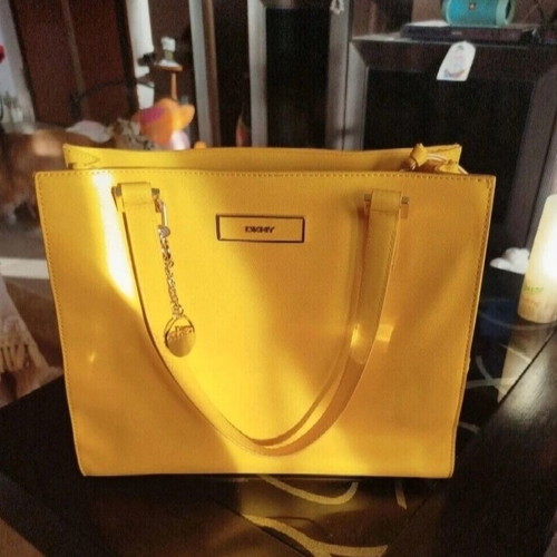 DKNY shoulder bag used, yellow leather