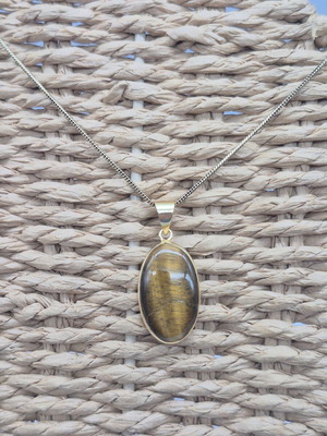 Tiger's Eye Crystal Brass Necklace new