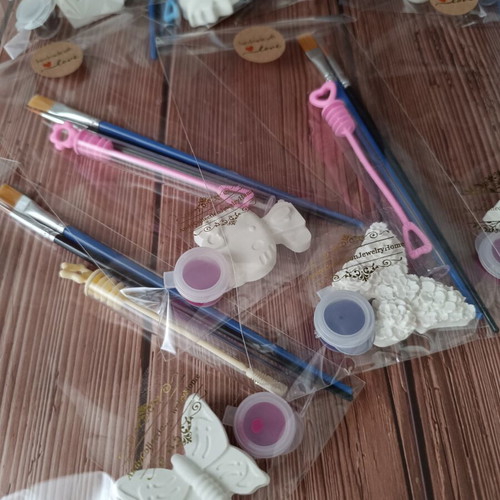 DIY Kids Color Me Kit with Handmade Plaster Figures and Soap Bubbles