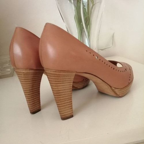 Fratelli Rossetti peep toe pumps used, beige size 38.5