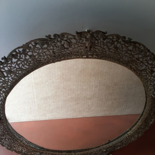 Bronze filigree mirror 1950s vintage