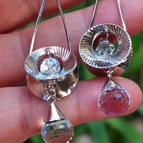 Vintage earrings with Swarovski crystals new, silver