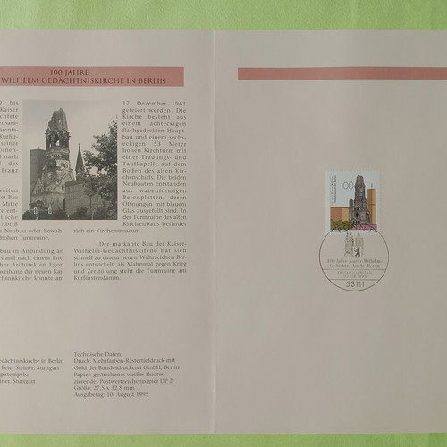 German stamps mint condition, 1995 first day cover Bonn, sealed block