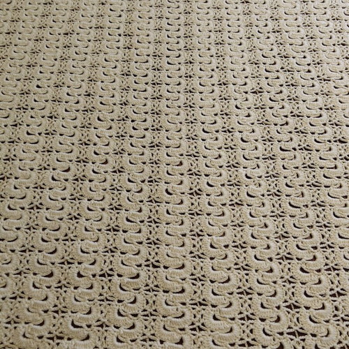 Woolen knitted handmade throw used 185x185 beige