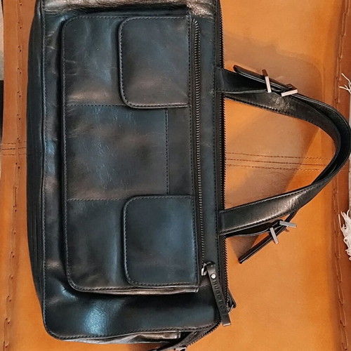 Hugo Boss Unisex Vintage Patent Leather Handbag Like New, Black