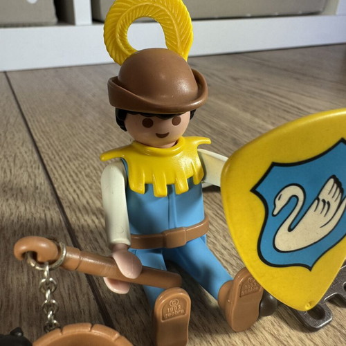 Vintage Playmobil Medieval Knight figure used with accessories