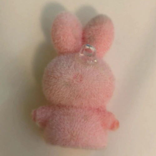 Plzdot Pink Rabbit Flocked Figure collectible, like new