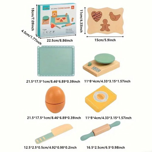 Wooden cookie making set new, role play toy