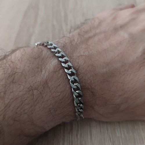 Men's iron chain bracelet Pancerka design like new, silver