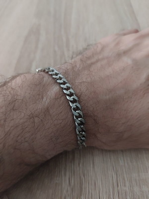 Men's iron chain bracelet Pancerka design like new, silver