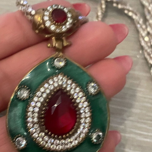 Silver 925 necklace used with semi-precious stones 49 cm