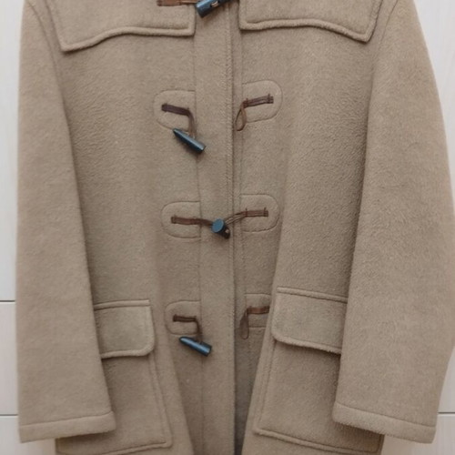 Gloverall Montgomery coat used, camel color with hood, XXL