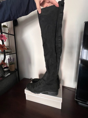Μπότες μαύρες σουεντ πάνω από το γόνατο Zara μεταχειρισμένες, μέγεθος 40