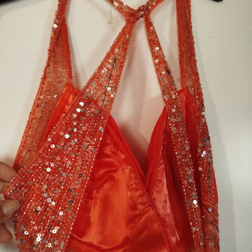 Mikael coral dress like new with embroidered beads, size M