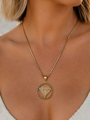 Steel necklace with Venetian chain and crystal pendant new