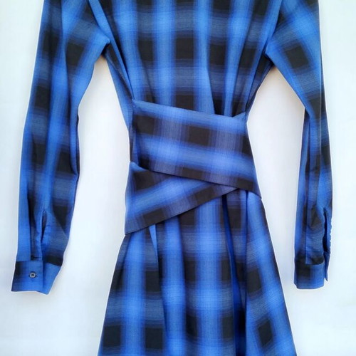 Maje blurred plaid shirt dress like new, size 1, blue black