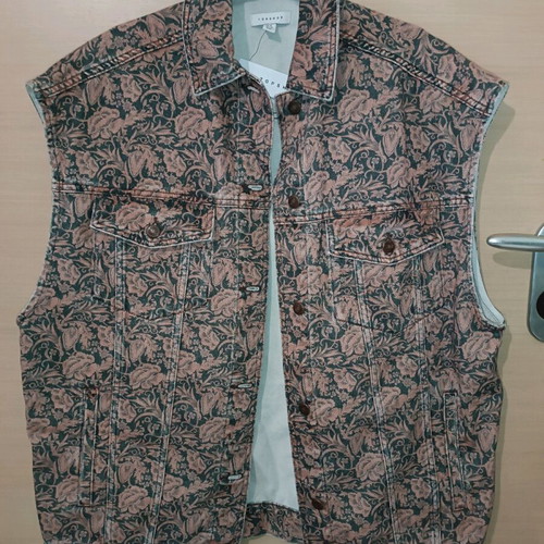 Topshop oversized denim sleeveless jacket new, black and pink