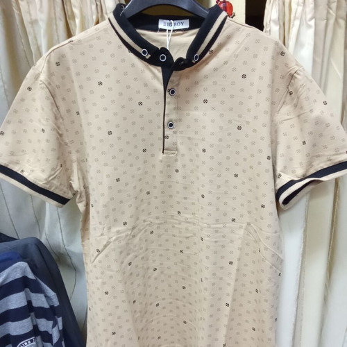 Men's short-sleeve shirt with Mao collar and dots, new, sizes XL-5XL