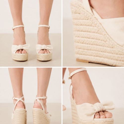 Espadrilles platform shoes size 41, new cream color