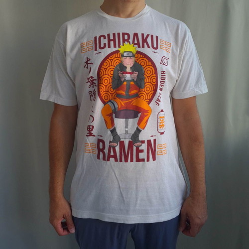 Naruto Ichiraku Ramen men's anime manga t-shirt size L like new, beige