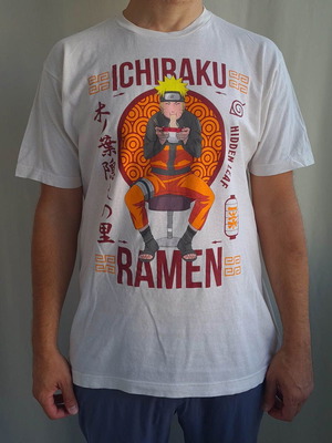 Naruto Ichiraku Ramen men's anime manga t-shirt size L like new, beige