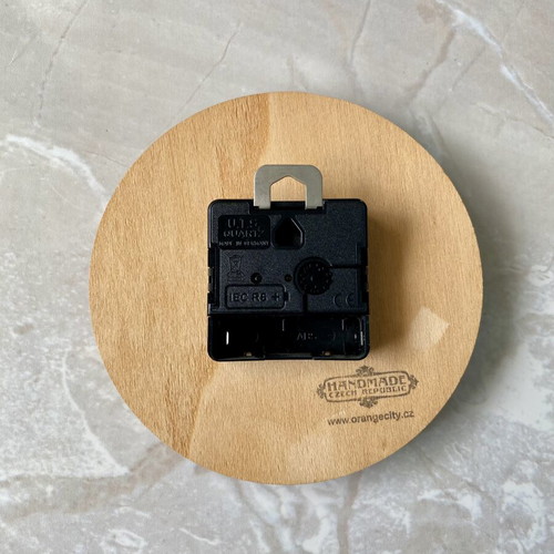 Handmade wooden wall clock Prague, Orange City, German U.T.S mechanism