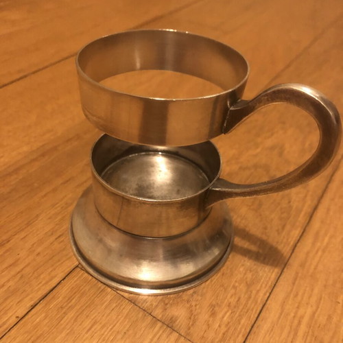 Vintage metal Podstakannik glass holder, silver color