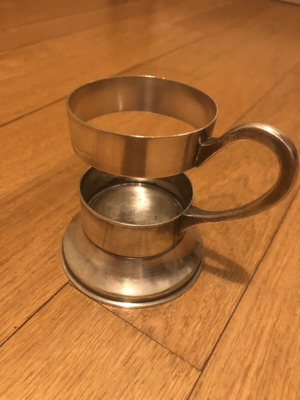 Vintage metal Podstakannik glass holder, silver color