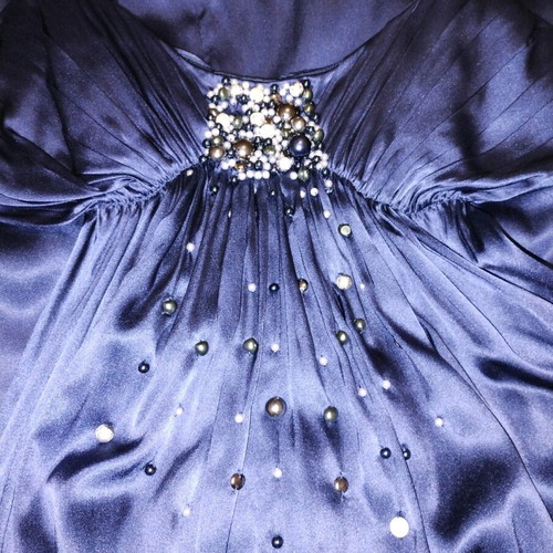 Cocktail dress like new with appliqué pearls blue size M