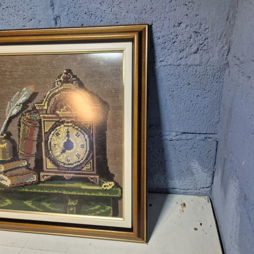 Handmade textile embroidery framed used