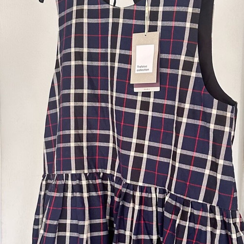 Zara checked blouse with peplum hem new, size L