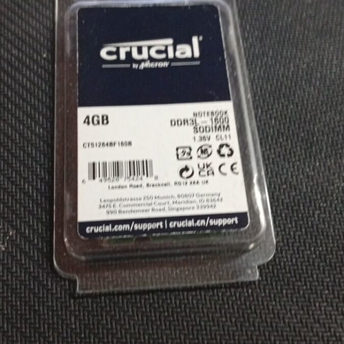 Crucial ram Sodimm 4gb ddr3 L 1600mhz for laptop new sealed