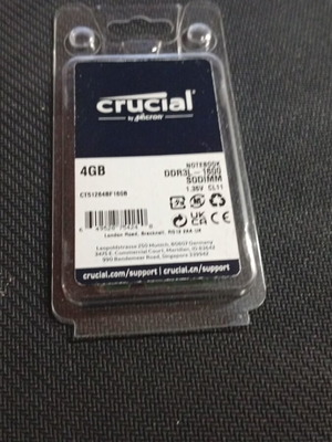 Crucial ram Sodimm 4gb ddr3 L 1600mhz for laptop new sealed