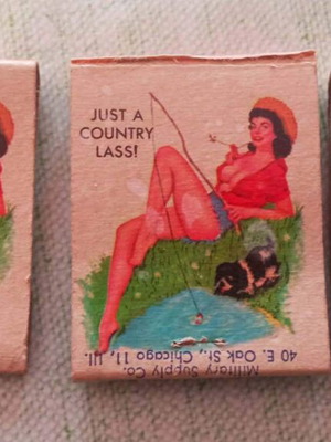 Vintage εξώφυλλα σπίρτων μεταχειρισμένα, σετ 3, pin-up art, Athenai NCO Open Mess