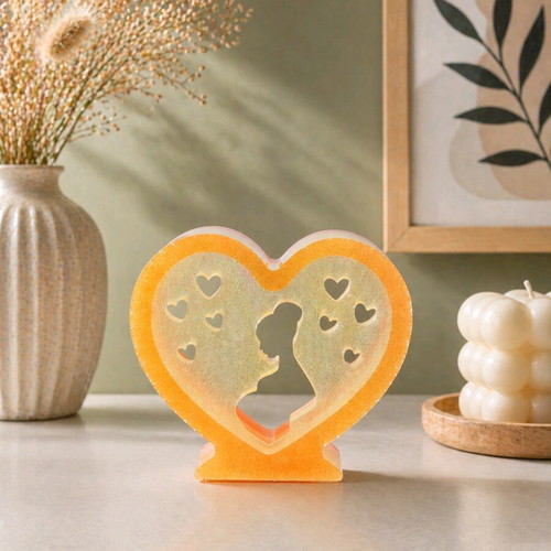 Decorative liquid glass ornament like new, yellow-orange