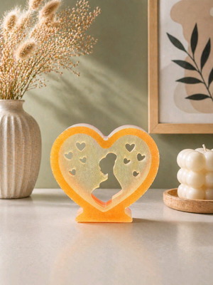 Decorative liquid glass ornament like new, yellow-orange