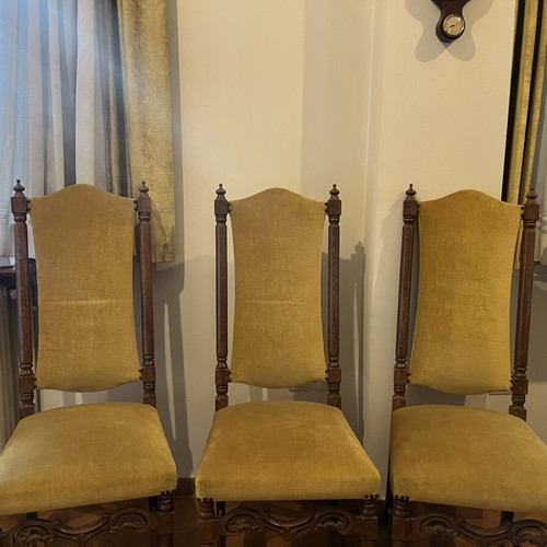 Handmade solid wood dining set with 6 chairs extendable, like new