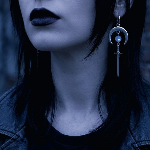 Celestial Warrior Earrings stainless steel, made to order, gray