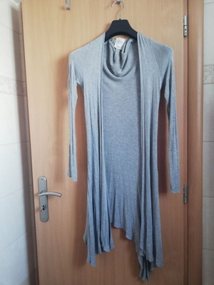 Bershka long cardigan used, gray, size M