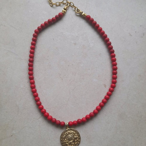 Beaded handmade necklaces like new, white and red