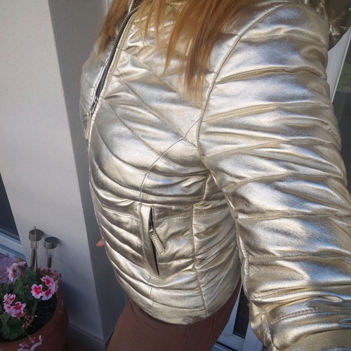 Gold leather jacket new, size small