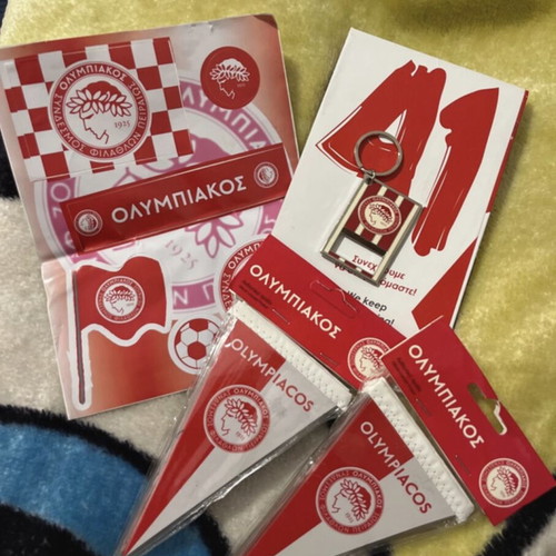 Olympiacos set like new with flags, keychain, stickers and poster